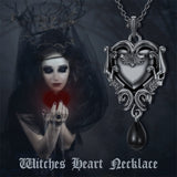 Witches Heart Pendant Necklace 925 Sterling Silver Gothic Jewelry Goth Halloween Gifts for Women