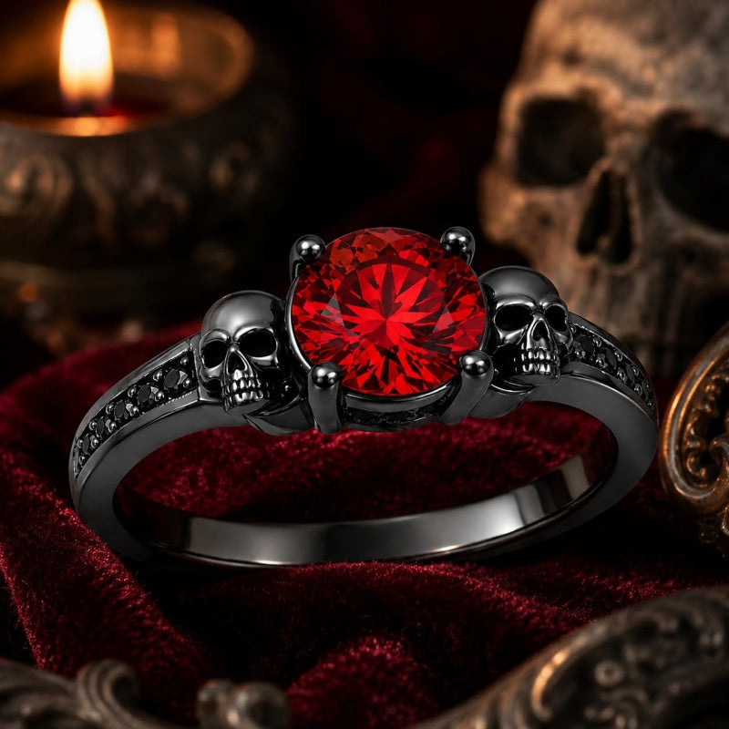 Sterling Silver 10K 14K 18K Gold Personalized Gothic Skull Ring Exquisite Spooky Jewelry for Halloween Lovers