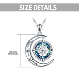 Sterling Silver Crystal Compass Pendant Necklace With Engraved