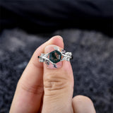 Sterling Silver 10K 14K 18K Gold Personalized Engraved Moss Agate Ring Engagement Ring