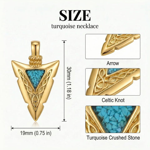 Malachite Turquoise Arrow Pendant Necklace for Men