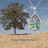 Sterling Silver Mustard Seed Black Cat Hummingbird Cross and Mountain Mountain Turquoise Sun and Moon Pendant Necklace