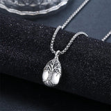 925 Sterling Silver Tree of Life Cremation Jewelry  Urn Necklace for Ashes for Men with 2.5mm 22"+2" Rolo Chain