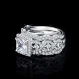 14K Gold Plated  1.5CT  Princess Cubic Zirconia Infinity Twist Engagement Rings  Anniversary Wedding Band Bridal Sets