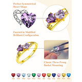 Sterling Silver Personalized 2 Heart Birthstone Engraved Ring for Women