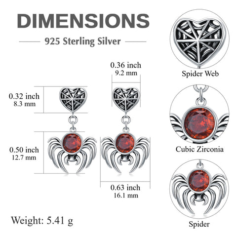 Sterling Silver Cubic Zirconia Spider Stud Earrings