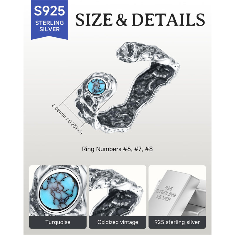 Sterling Silver Turquoise Adjustable  Rings for Women