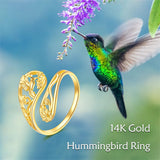 14k Gold Adjuatable Spoon Dragonfly/Butterfly/Hummingbird Ring Jewelry Gifts for Women