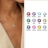 14K Gold Plated Initial A-Z Heart Birthstone Letter Necklace