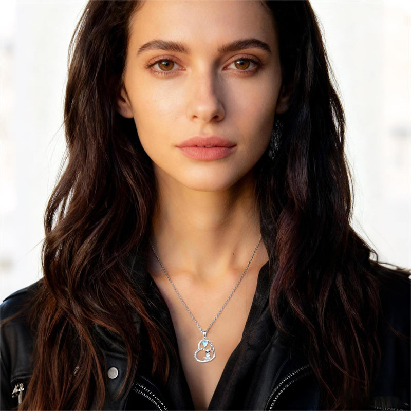 Sterling Silver Moonstone Pug Chihuahua Poodle German Shepherd Maltese Pendant Necklace Engraved wth I Love You Forever