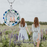 Sterling Silver Blue Crystal Tree of Life Father Daughter Mother Daughter Sister Pendant Necklace