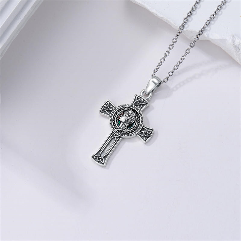 Sterling Silver Medusa Goddess Hand & Heart Ma’at Goddess Nefertiti Goddess Religious Pendant Necklace