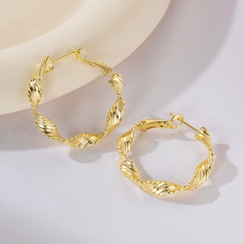 14K Gold Plated  Hoop Earrings for Women