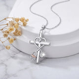 14K Gold Plated  Birthstone Stethoscope Cross Necklace Graduation Gifts for Women RN