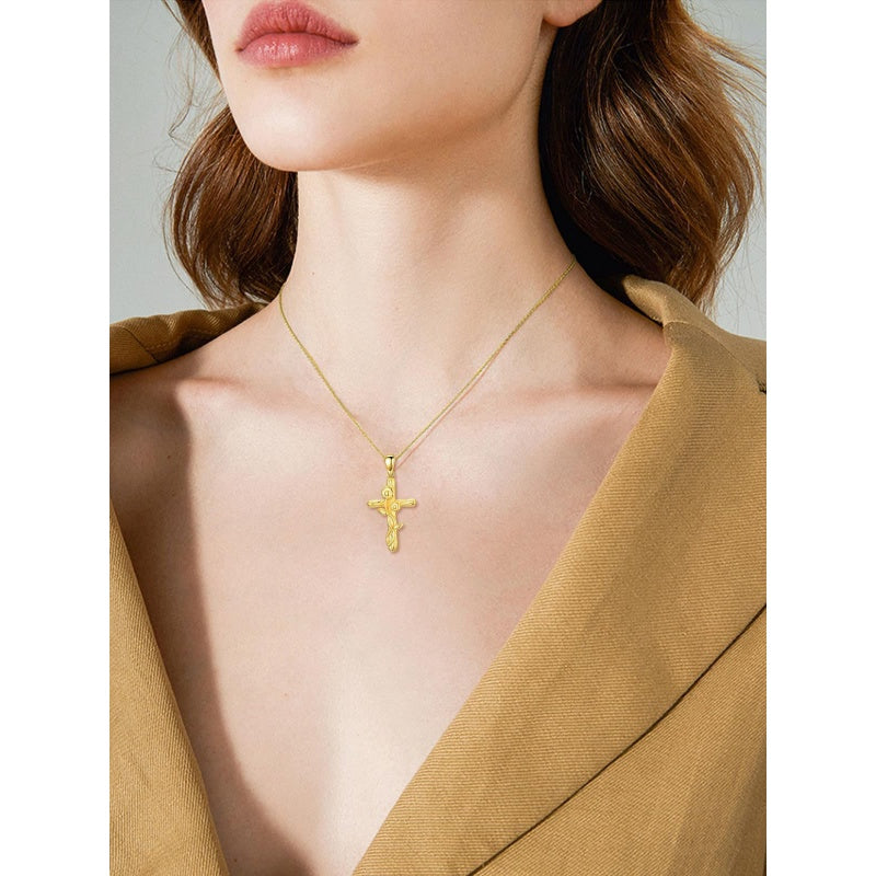 14K Gold Plated Cross Pendant Necklace for Women