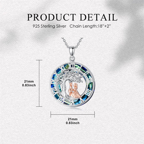 Sterling Silver Blue Crystal Tree of Life Father Daughter Mother Daughter Sister Pendant Necklace