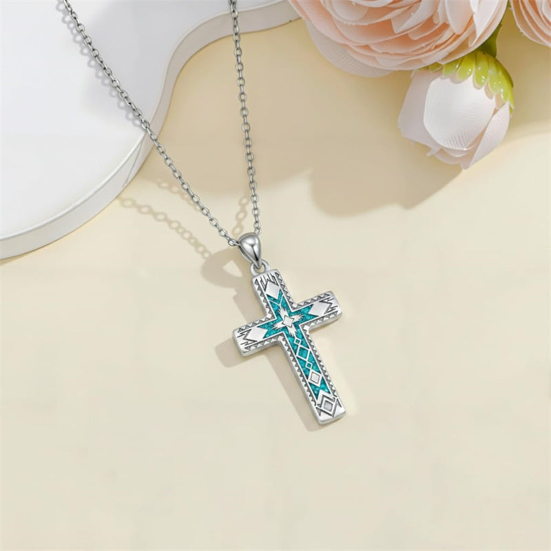 Sterling Silver Cross Pendant Necklace for Women Southwestern Cross Jewelry Gifts