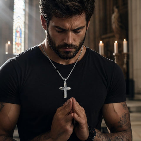 14K Gold Plated Cubic Zirconia Cross Necklace