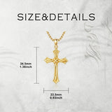 14K Gold Plated Cross Pendant Necklace for Men Religious Jewelry Christian Gift