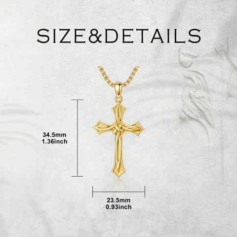 14K Gold Plated Cross Pendant Necklace for Men Religious Jewelry Christian Gift