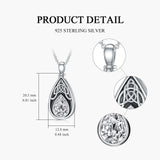 925 Sterling Silver Personalized Engraved Teardrop Birthstone Celtic Knot Urn Necklace for Ashes