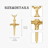 14K Gold Plated Cross Pendant Necklace for Men Religious Jewelry Christian Gift