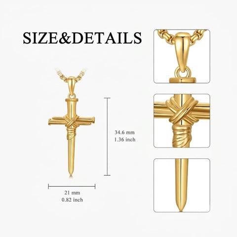14K Gold Plated Cross Pendant Necklace for Men Religious Jewelry Christian Gift