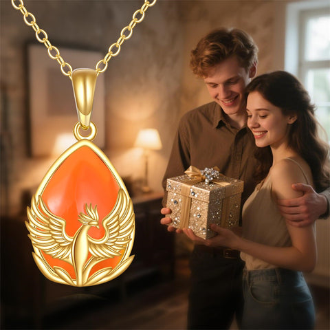 10K 14K 18K Yellow Gold  Phoenix Pendant Necklace for Women