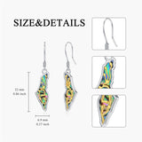 Sterling Silver Abalone  Israel Map Drop Earrings