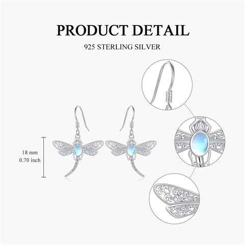 Sterling Silver Dragonfly Drop Earrings