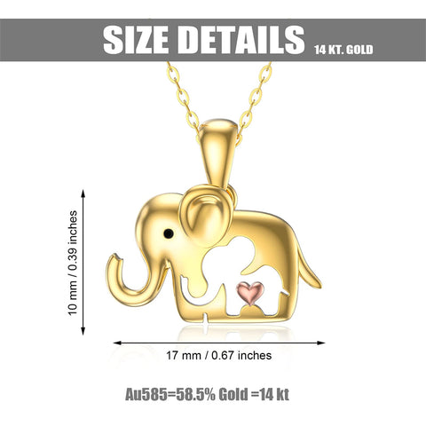 14K Yellow Gold Elephant Pendant Necklace