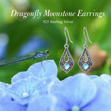 Sterling Silver Moonstone Filigree Bee Dragonfly Hummingbird Butterfly Dangle Earrings for Women Christmas Gift