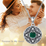 Sterling Silver Personalized Photo &Engraved Round Photo Necklace