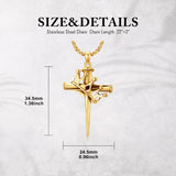 14K Gold Plated Cross Pendant Necklace for Men Religious Jewelry Christian Gift