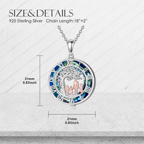 Sterling Silver Blue Crystal Tree of Life Father Daughter Mother Daughter Sister Pendant Necklace