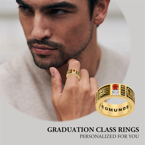 Sterling Sliver Personalied Engraved Birthstone Graduation High School Rings