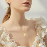 14K Gold Plated Cross Pendant Necklace Faith Jewelry Gift for Women