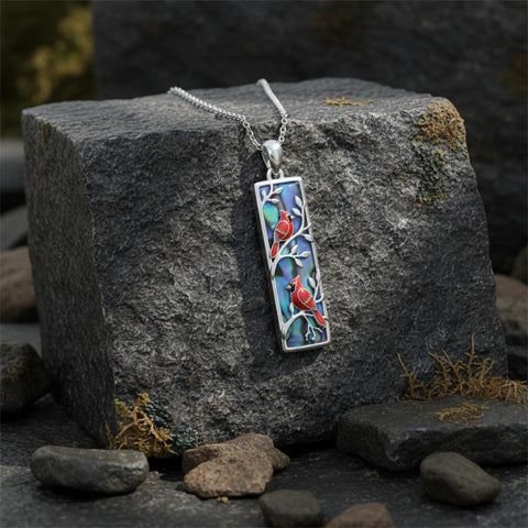 Sterling Silver Abalone Shell Bar Cardinal Bee Butterfly Hummingbird Dragonfly Phoenix Pendant Necklace for Women