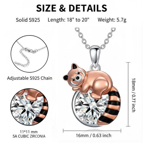 Sterling Silver Birthstone Red Panda Pendant Necklace for Women Birthstone Christmas Birthday  Gifts