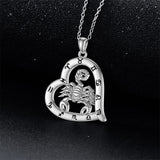 Sterling Silver Heart 12 Constellations Pendant Necklace