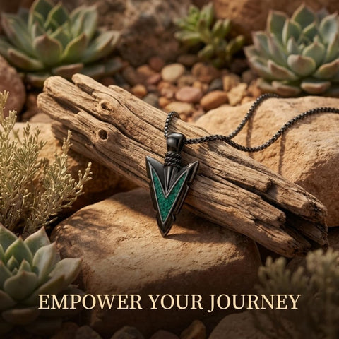 Malachite Turquoise Arrow Pendant Necklace for Men
