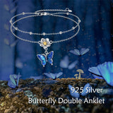 925 Sterling Silver Birthstone Dragonfly Anklet Butterfly Anklet Irish Celtic Jewelry for Women