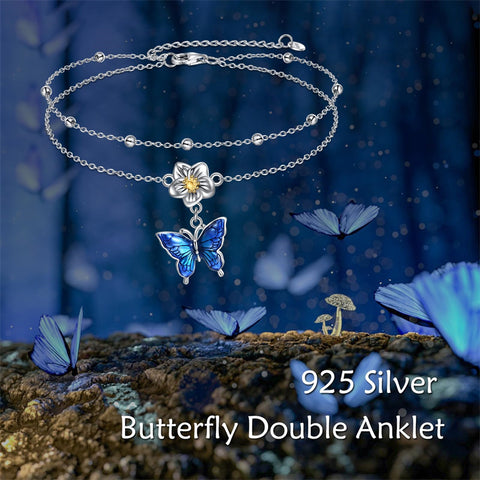 Sterling Silver Birthstone Dragonfly Butterfly Anklet & Irish Single Layer Anklet