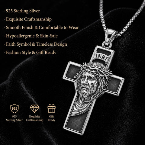 Sterling Silver Cross Pendant Necklace Christian Religious Jewelry Gifts for Anniversary
