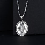 Sterling Silver  Virgin Mary Saint Florian Saint Jude Saint Michael Saint Benedict Amulet Protection Pendant Necklace