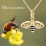 14K Yellow Gold Honey Bee Pendant Necklace