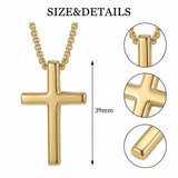 14K Gold  Plated Cross Pendant Necklace for Men Minimalist Religion Jewelry