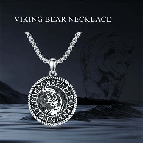 Sterling Silver Viking Dragon Eagle Wolf Animal Pendant Necklace for Men