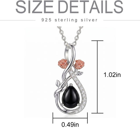 Sterling Silver Teardrop Gemstone Rose Butterfly Infinity Heart Necklace for Women