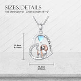 Sterling Silver Moonstone Pug Chihuahua Poodle German Shepherd Maltese Pendant Necklace Engraved wth I Love You Forever